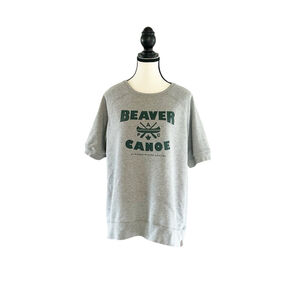 Vintage 90’s Beaver Canoe Pullover Sweatshirt Gray Short Raglan Sleeve Size L